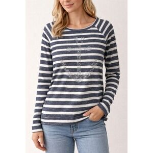 Disney Cruise Line Womens Striped Rhinestone Anchor Mickey Mouse Top S Sparkly